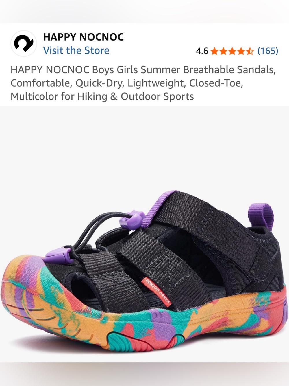 Kids Black Multicolor Closed-Toe Sandals